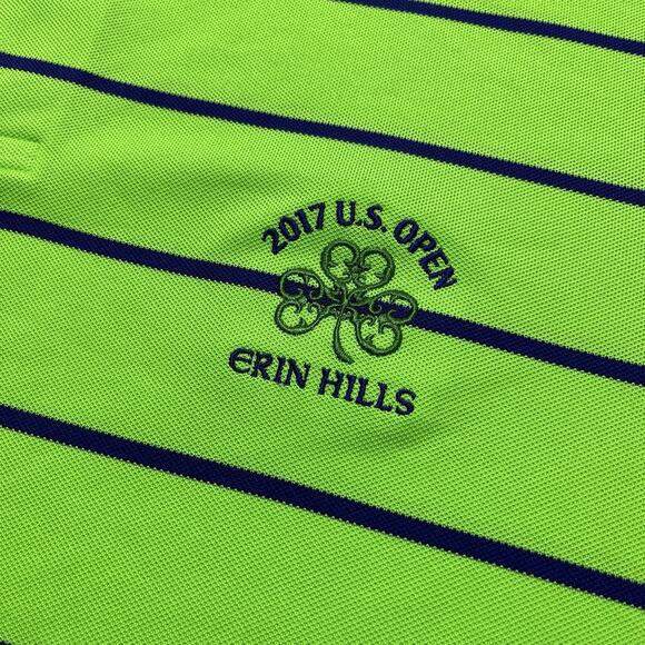 RLX Ralph Lauren Men L Green Stripe Erin Hills Country Club US Open Golf Stretch - Picture 4 of 8